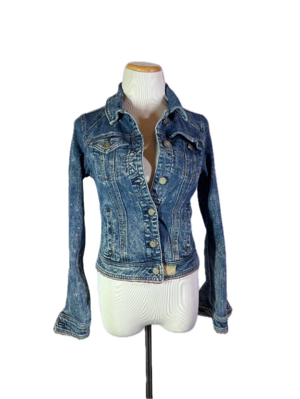 Pilcro Size XS Blue Denim Jacket Button-Front